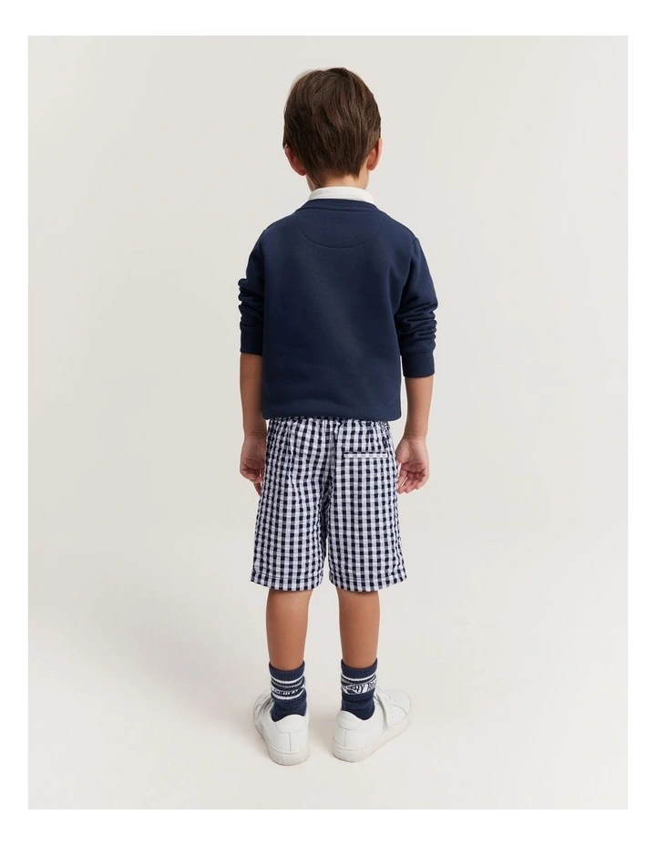 Organically Grown Cotton Blend Gingham Short in Navy image 3