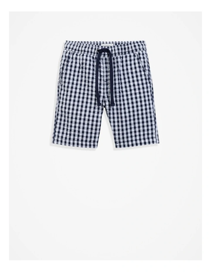 Organically Grown Cotton Blend Gingham Short in Navy image 4