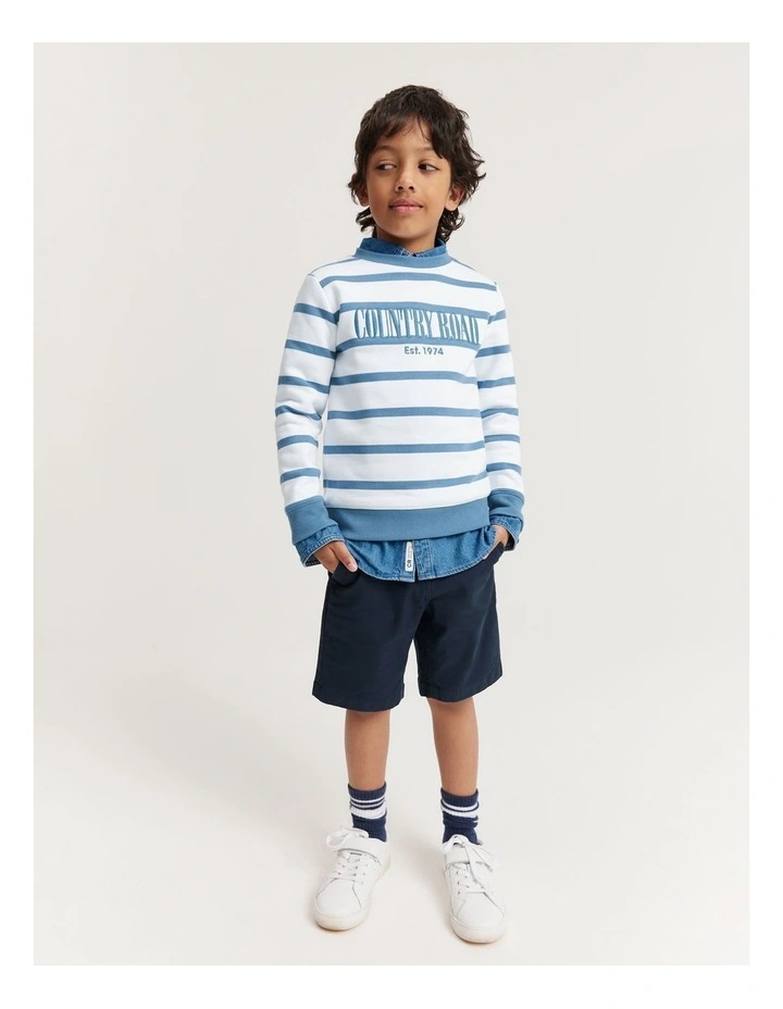 Stripe Country Road Sweat Top Blue Country Road Heritage Sweat