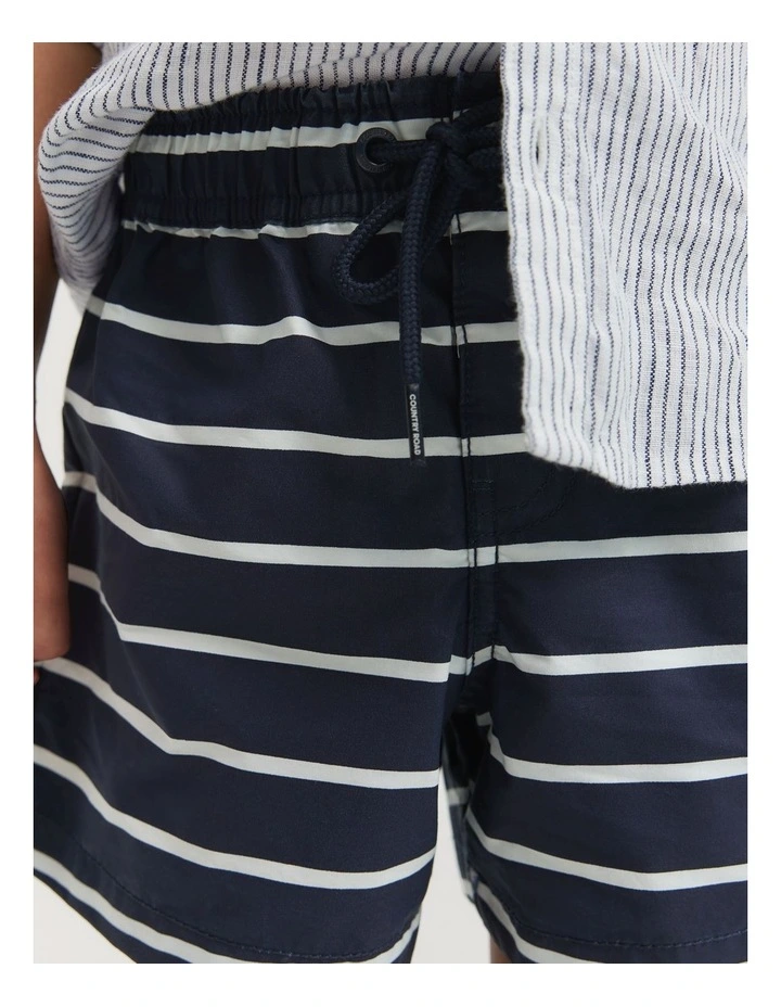 Recycled Blend Stripe Board Short in Navy image 2