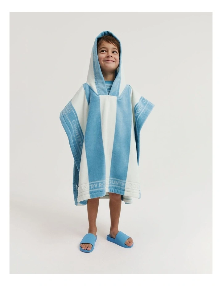 Australian Cotton Logo Stripe Poncho in Airforce Blue image 1
