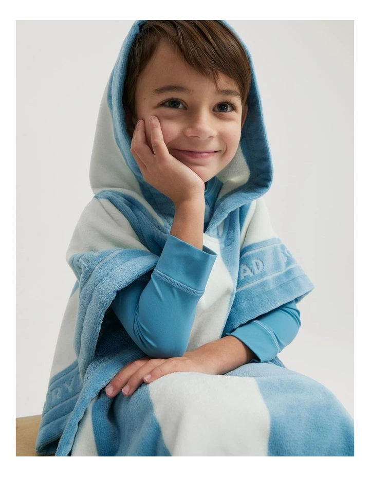 Australian Cotton Logo Stripe Poncho in Airforce Blue image 2