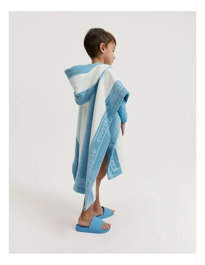 Australian Cotton Logo Stripe Poncho in Airforce Blue image 3
