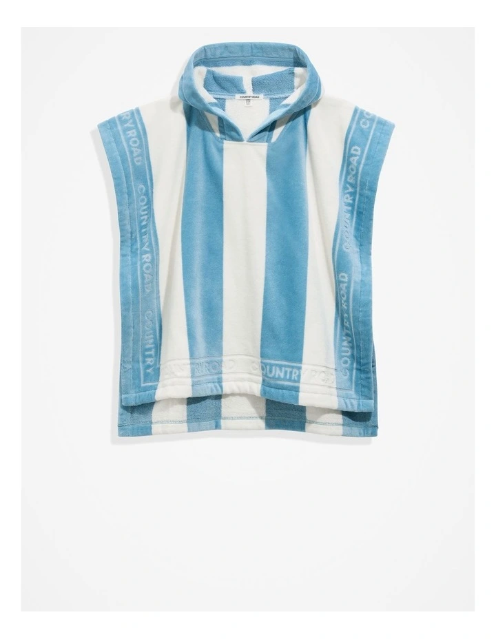 Australian Cotton Logo Stripe Poncho in Airforce Blue image 4