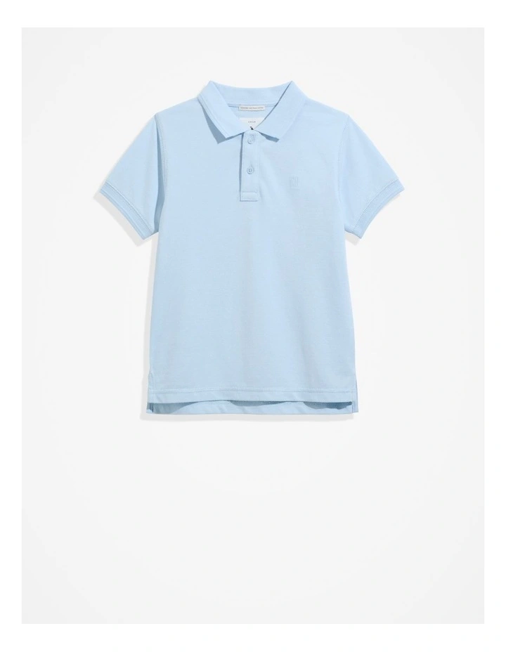 Organically Grown Cotton Polo Shirt in Pale Blue image 4