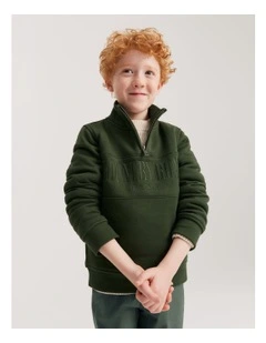 Heritage Half Zip Sweat in Khaki Green