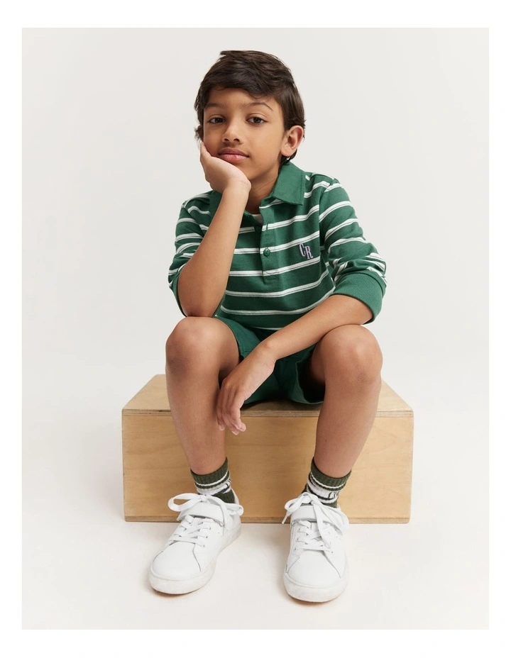 Organically Grown Cotton Stripe Rugby T-shirt in Canopy image 2