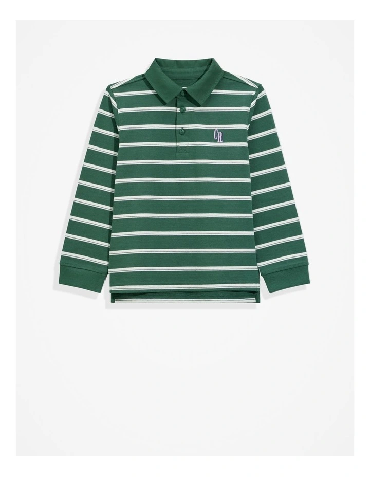 Organically Grown Cotton Stripe Rugby T-shirt in Canopy image 4