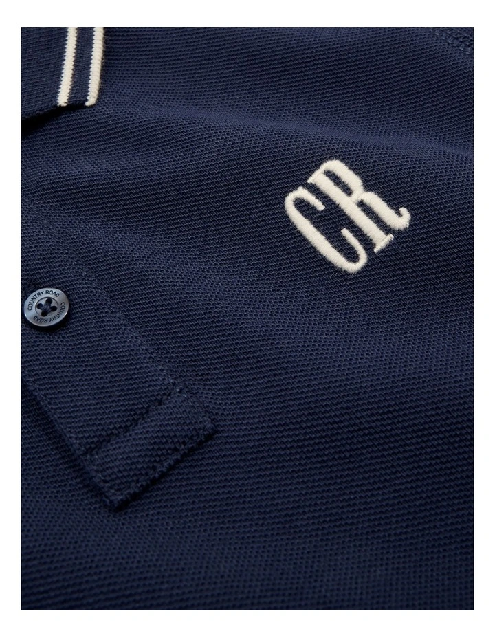Organically Grown Cotton Logo Polo Shirt in Navy image 3