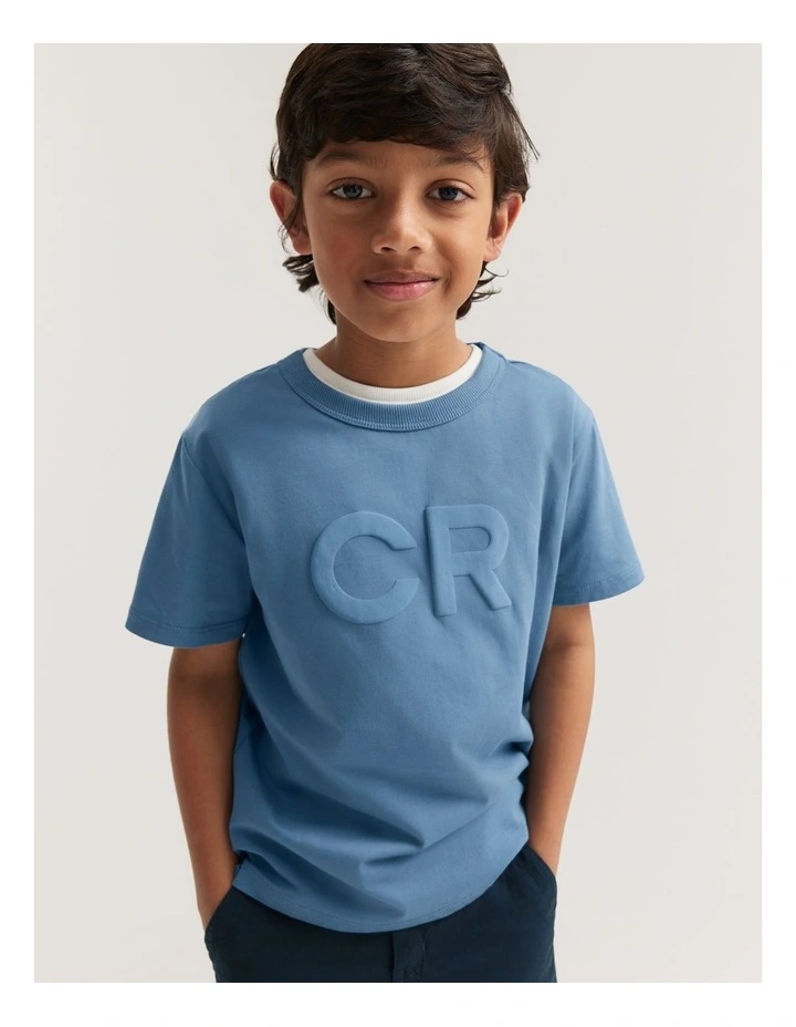 Australian Cotton Puff Logo T-shirt in Faded Blue image 1