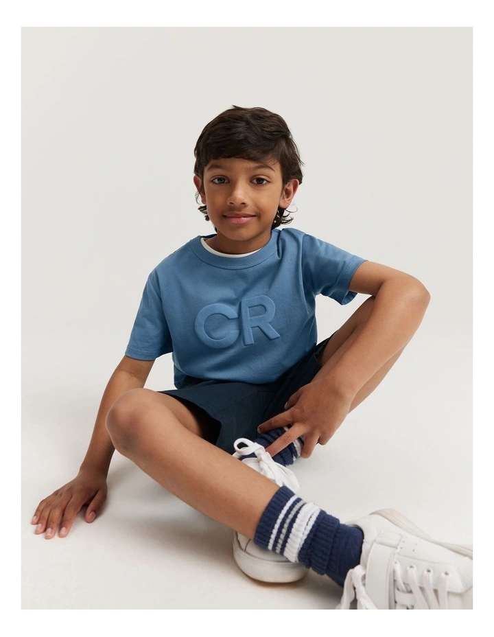 Australian Cotton Puff Logo T-shirt in Faded Blue image 2