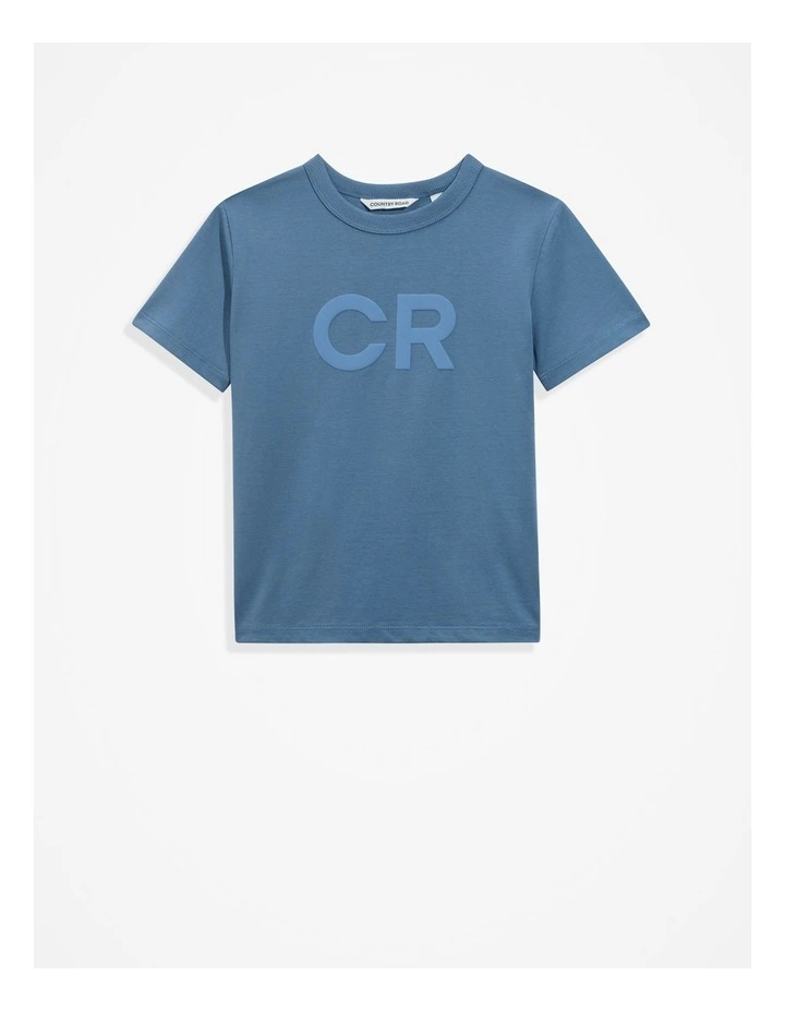Australian Cotton Puff Logo T-shirt in Faded Blue image 4