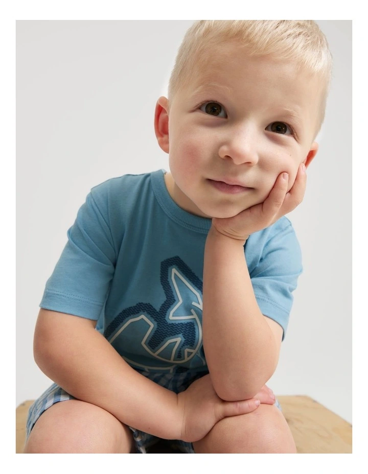 Cotton Shark T-Shirt in Airforce Blue image 2