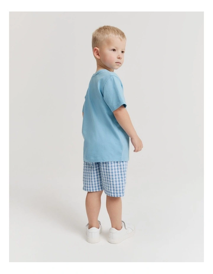 Cotton Shark T-Shirt in Airforce Blue image 3