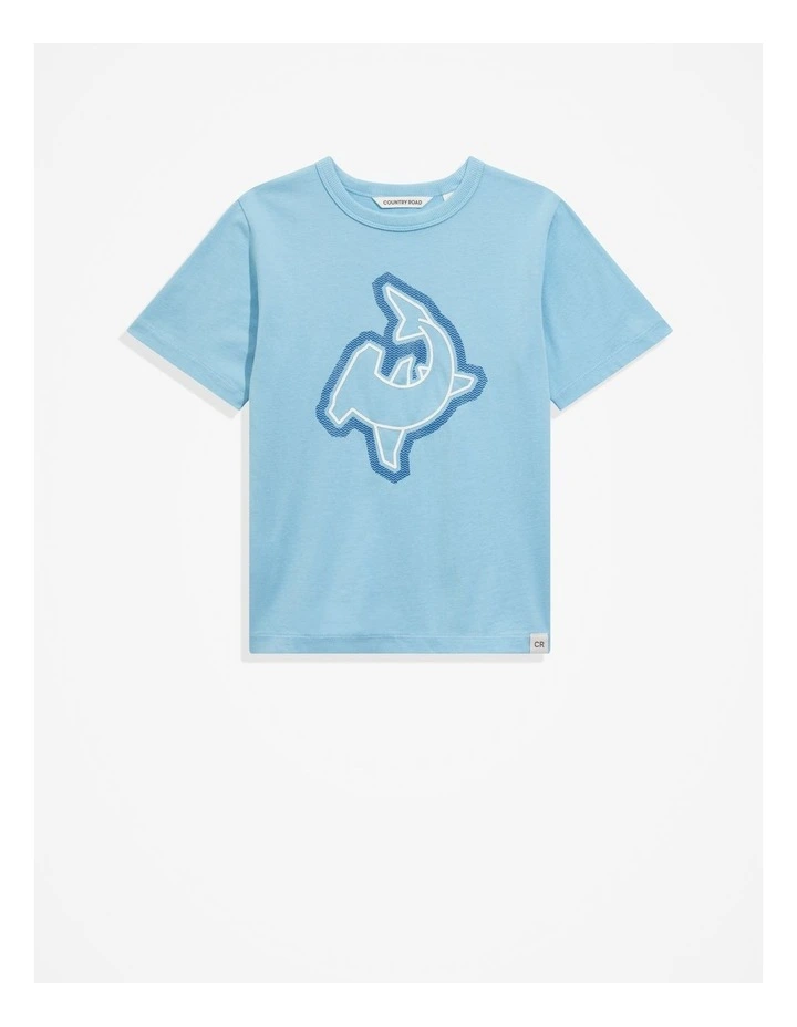 Cotton Shark T-Shirt in Airforce Blue image 4