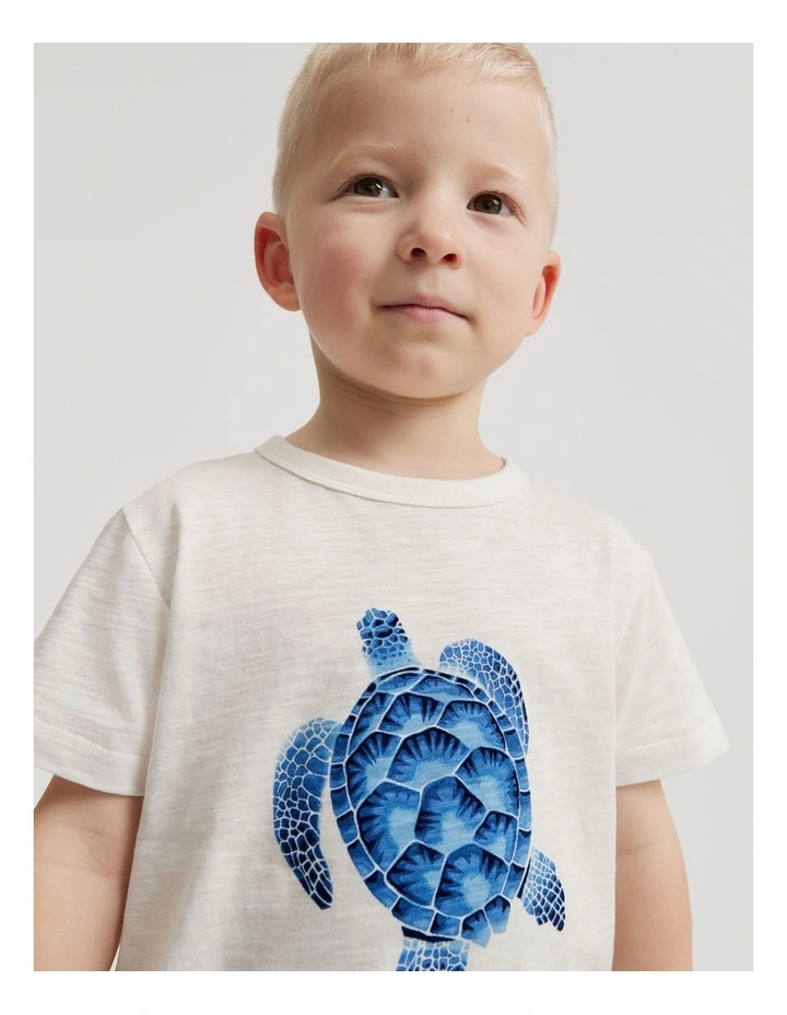 Organically Grown Cotton Turtle T-shirt in Marshmallow image 1