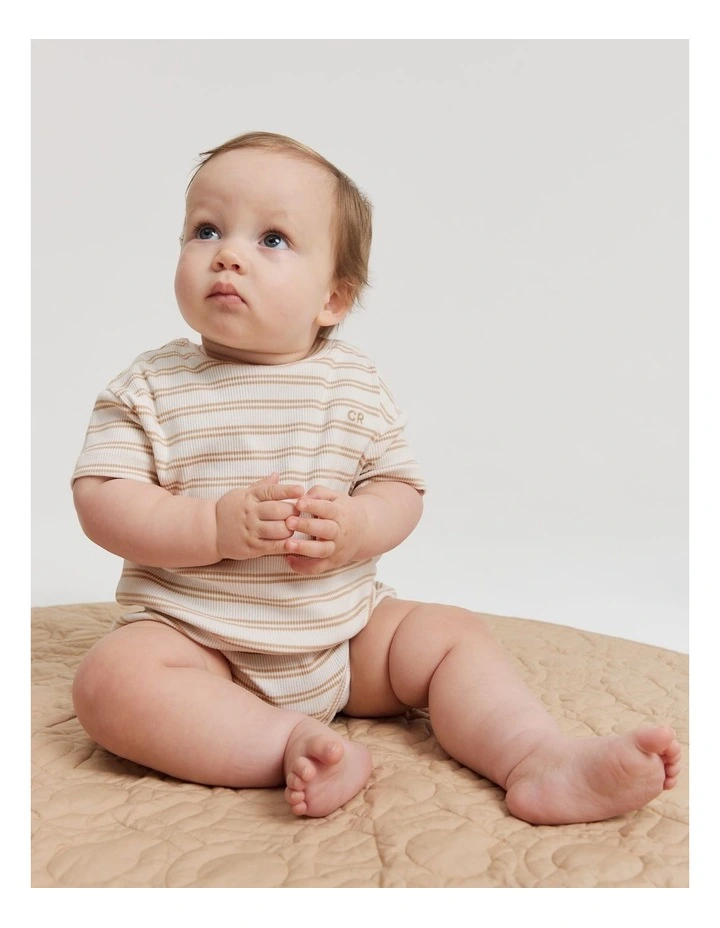 Organically Grown Cotton Oversized T-shirt Romper in Natural image 3
