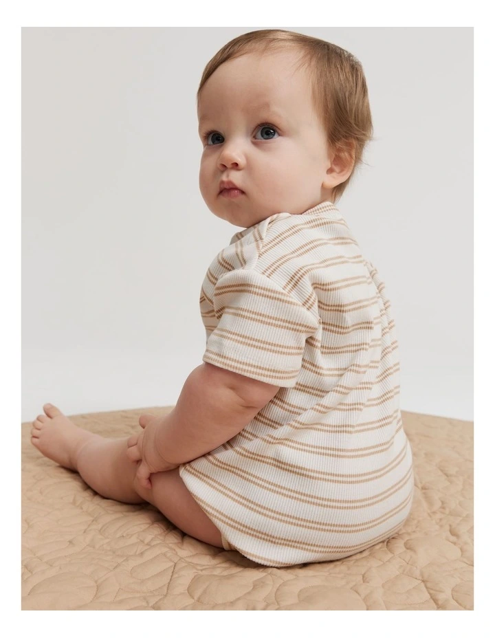 Organically Grown Cotton Oversized T-shirt Romper in Natural image 4