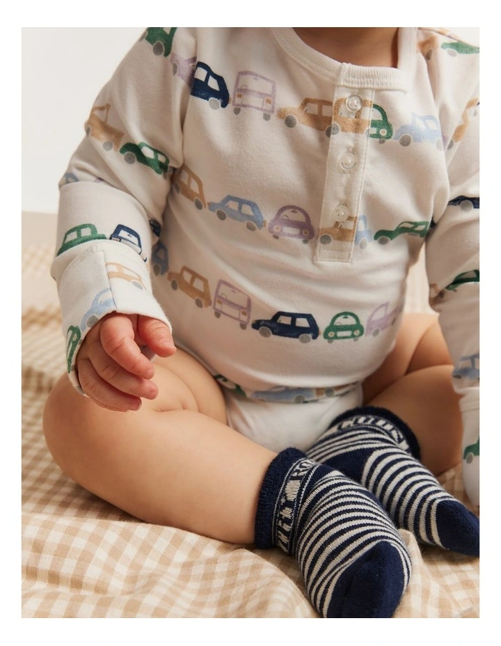 Organically Grown Cotton Car Long Sleeve Bodysuit in Marshmallow image 2