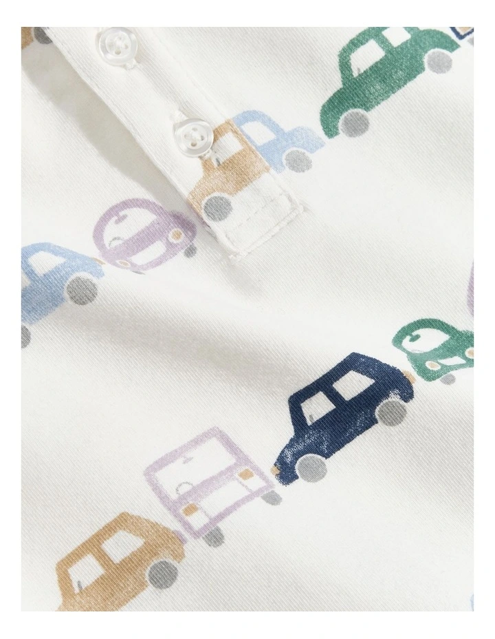 Organically Grown Cotton Car Long Sleeve Bodysuit in Marshmallow image 5