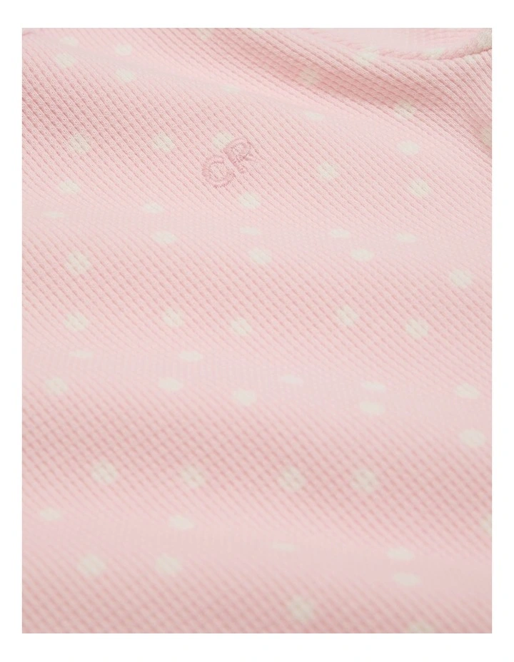 Organically Grown Cotton Waffle Long Sleeve Bodysuit in Pink Tint Spot image 2