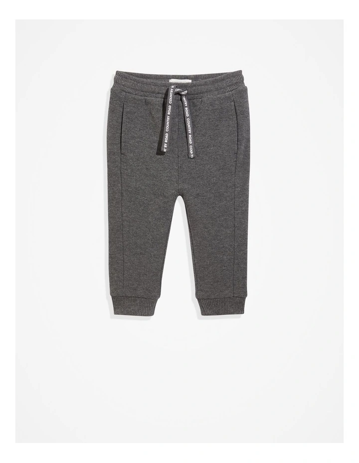 Organically Grown Cotton Textured Sweat Pant in Charcoal Marle image 1