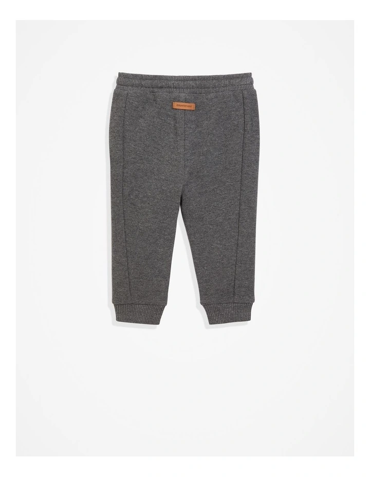 Organically Grown Cotton Textured Sweat Pant in Charcoal Marle image 3