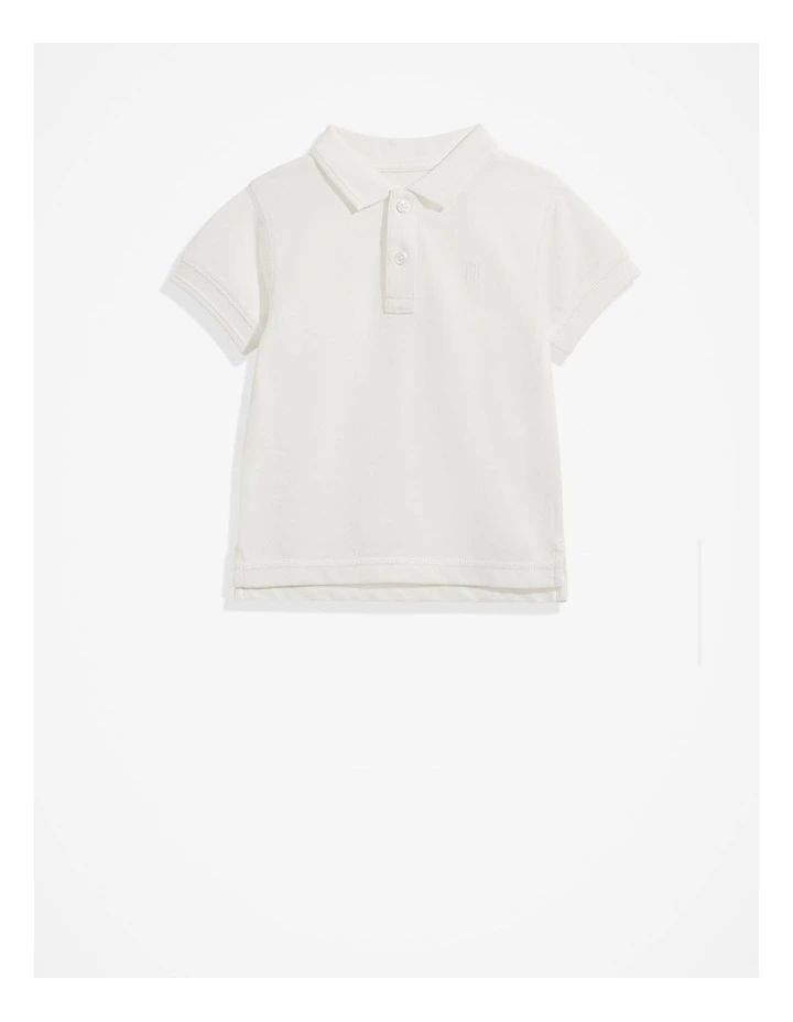 Organically Grown Cotton Polo Shirt in Marshmallow image 1