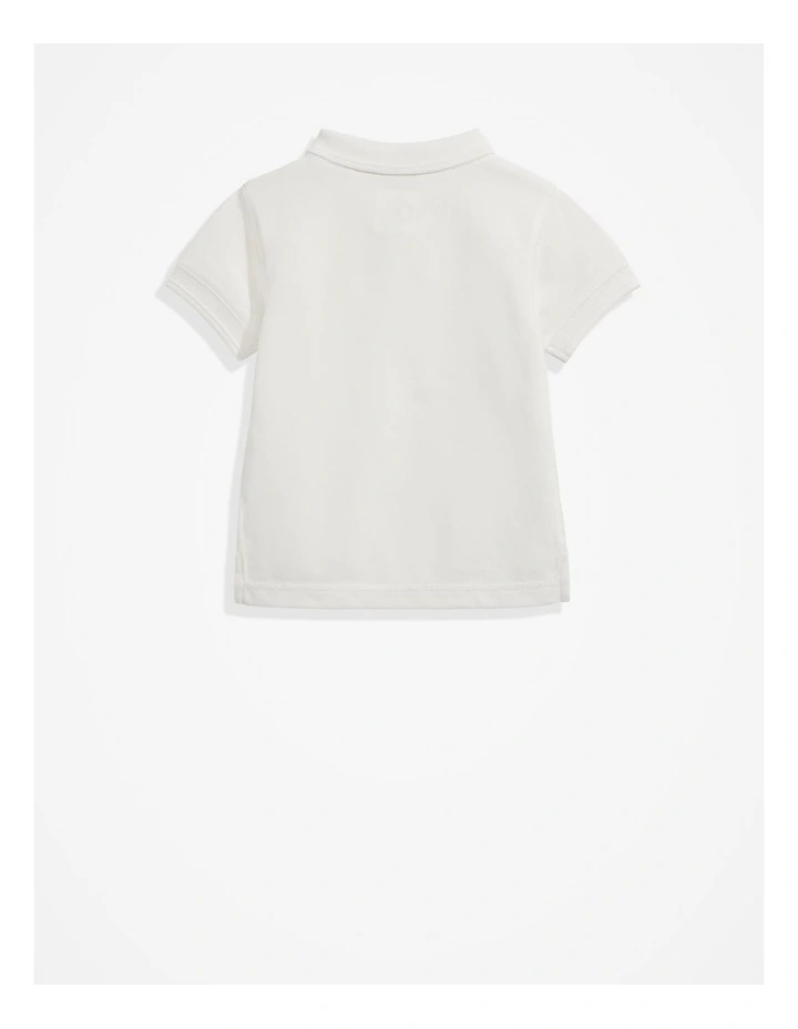 Organically Grown Cotton Polo Shirt in Marshmallow image 3