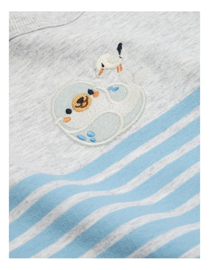 Cotton Seal Bird T-Shirt in Pale Grey Marle image 2