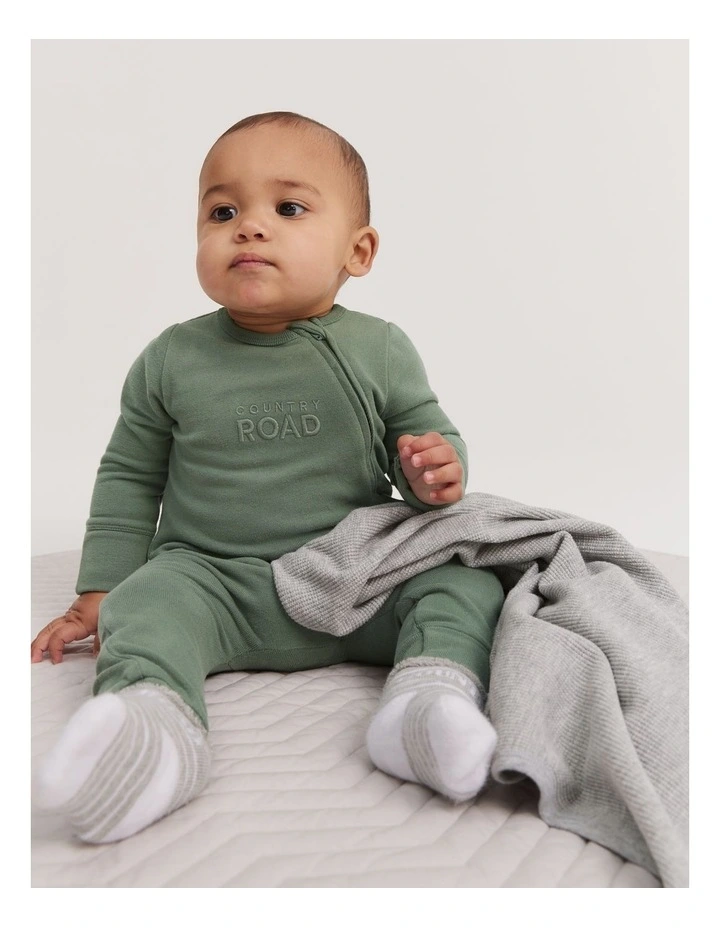 Organically Grown Cotton Waffle Blanket in Light Grey Marle image 2