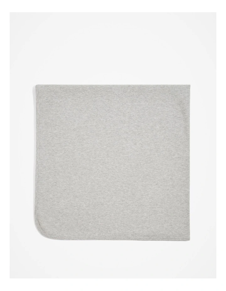 Organically Grown Cotton Waffle Blanket in Light Grey Marle image 4
