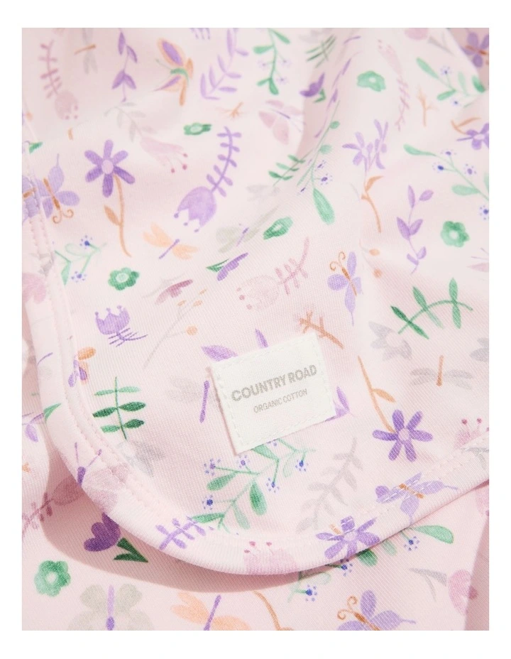 Organically Grown Cotton Floral Blanket in Baby Pink image 1