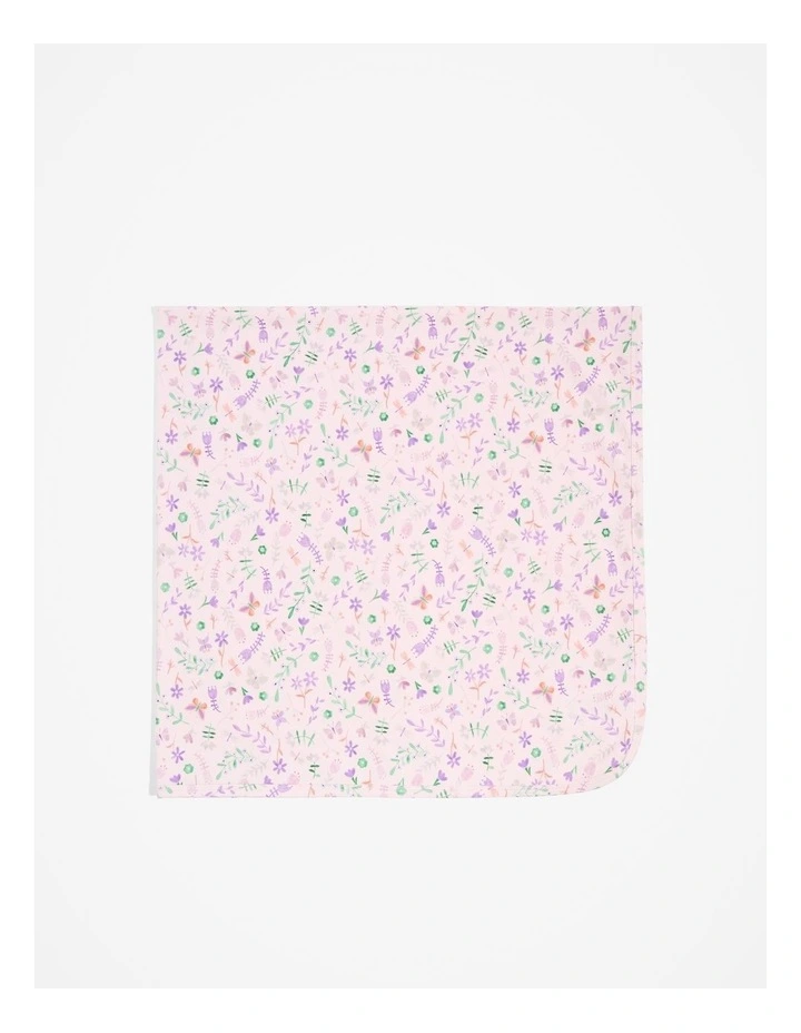 Organically Grown Cotton Floral Blanket in Baby Pink image 3