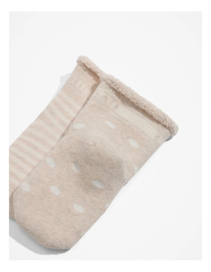 Organically Grown Cotton Newborn Sock Pack of 2 in Oatmeal Marle image 3