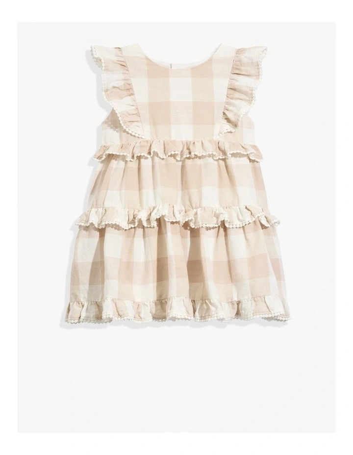 Frill Dress in Sand Gingham image 5