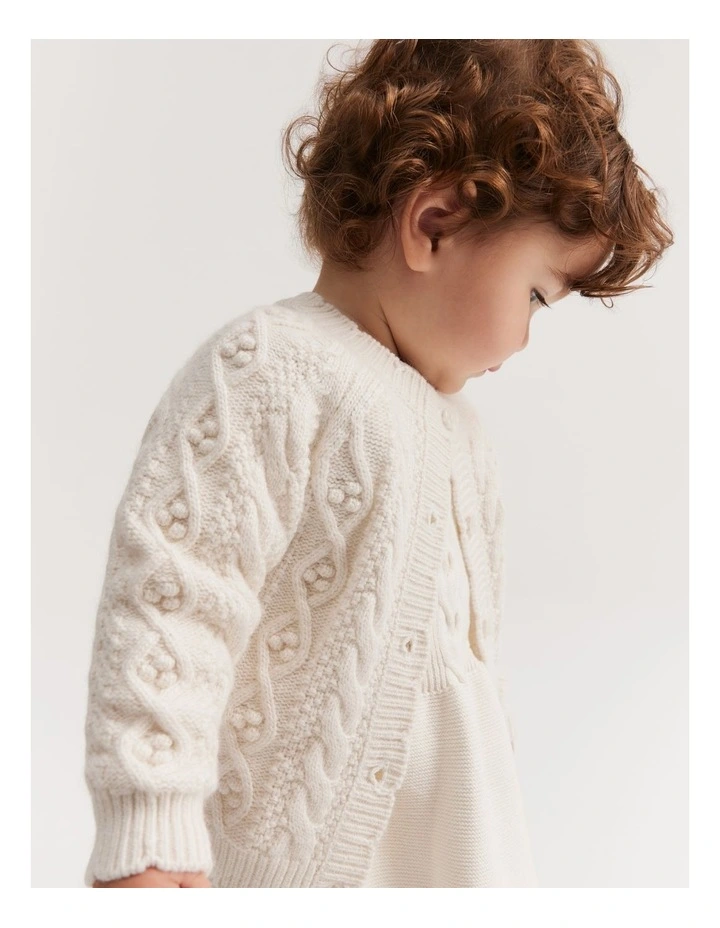 Scallop Cable Cardigan in Marshmallow image 1