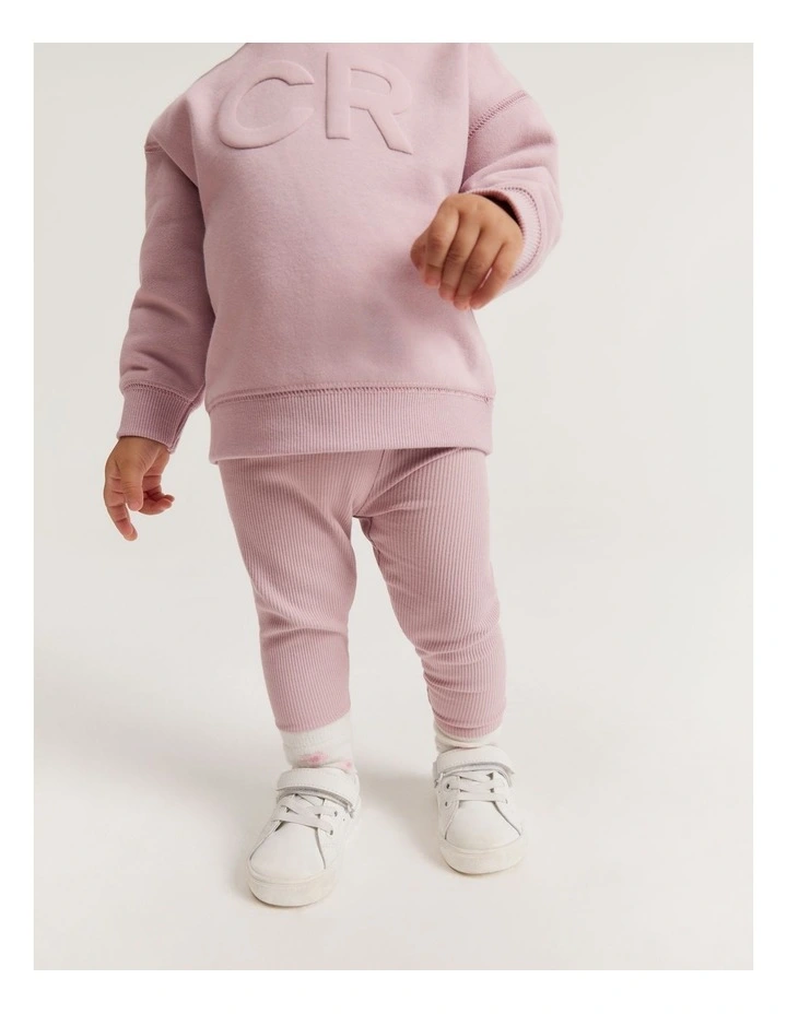 Organically Grown Cotton Solid Rib Legging in Mauve image 1