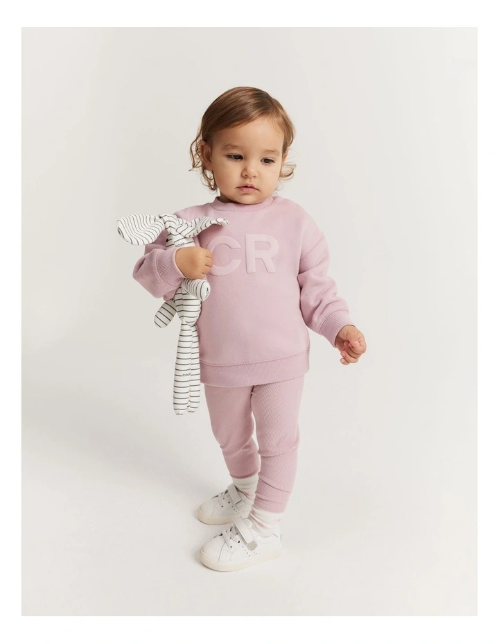 Organically Grown Cotton Solid Rib Legging in Mauve image 2