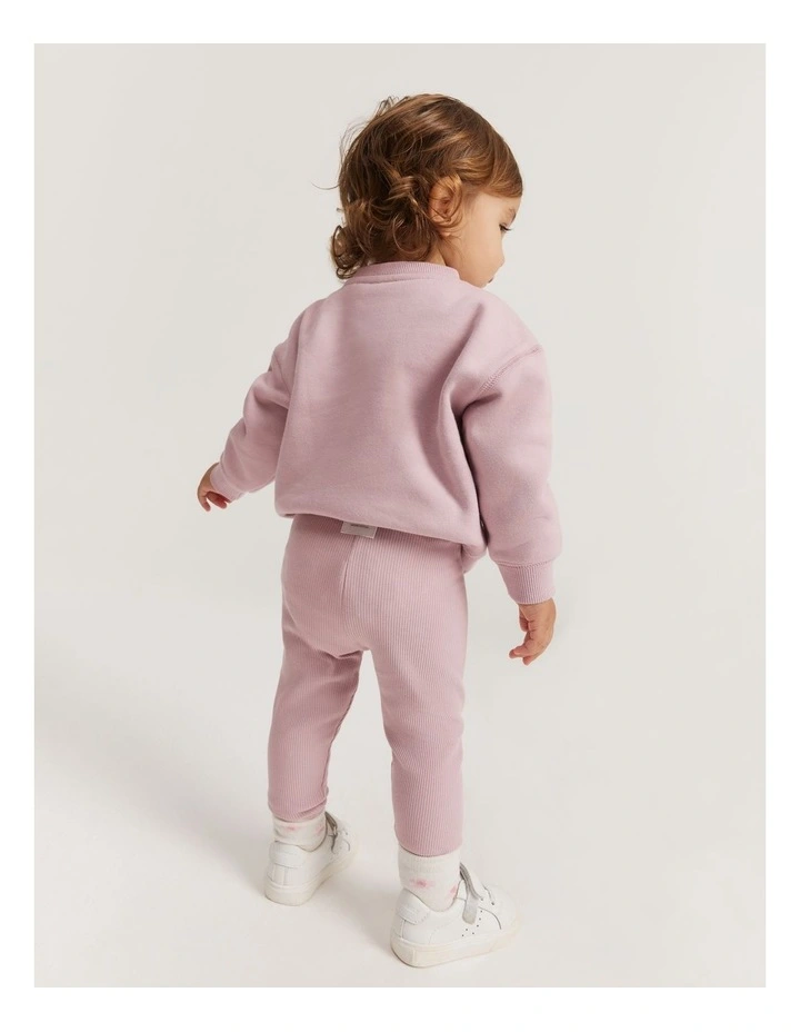 Organically Grown Cotton Solid Rib Legging in Mauve image 3