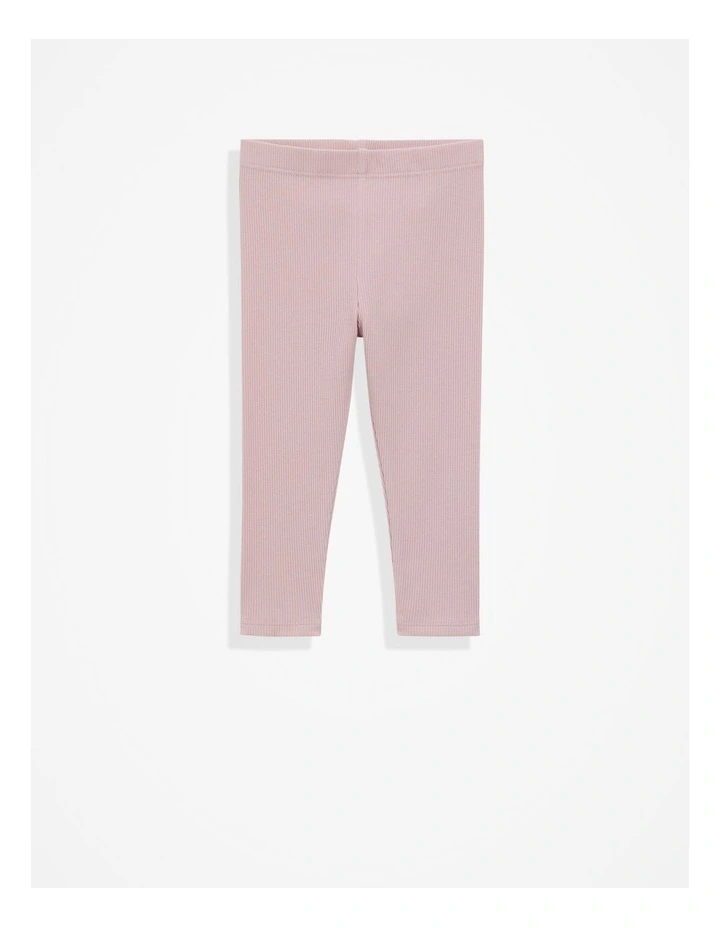 Organically Grown Cotton Solid Rib Legging in Mauve image 4