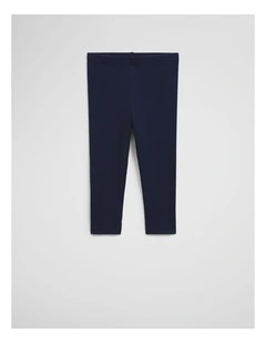 Organically Grown Cotton Blend Solid Rib Legging in French Navy