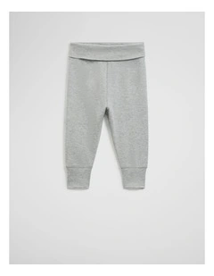 Organically Grown Cotton Fold-Over Soft Pant in Light Grey Marle