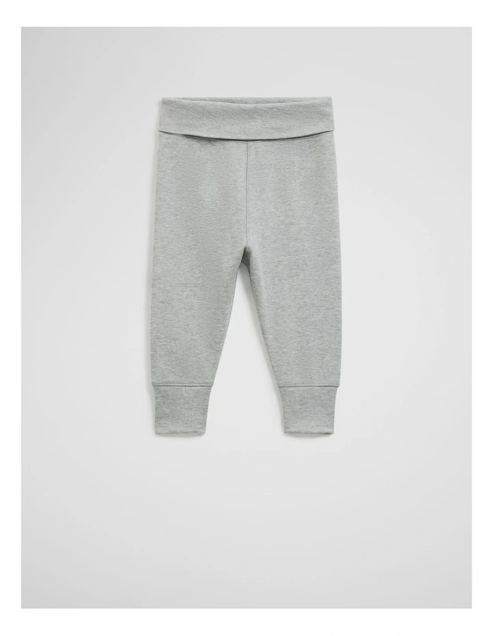 Organically Grown Cotton Fold-Over Soft Pant in Light Grey Marle image 1