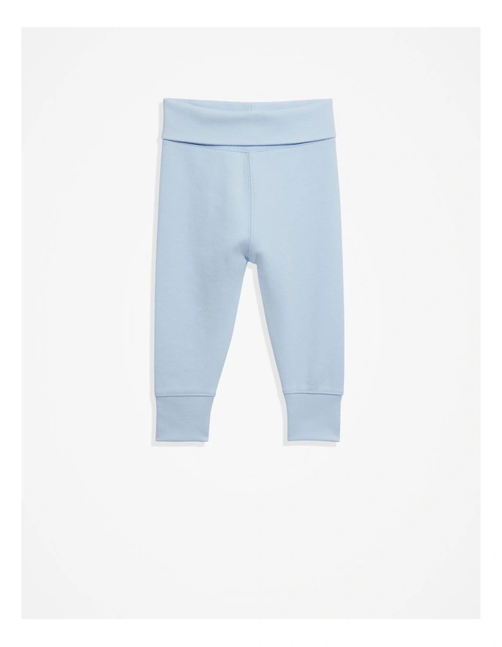 Organically Grown Cotton Fold-Over Soft Pant in Pale Blue image 1