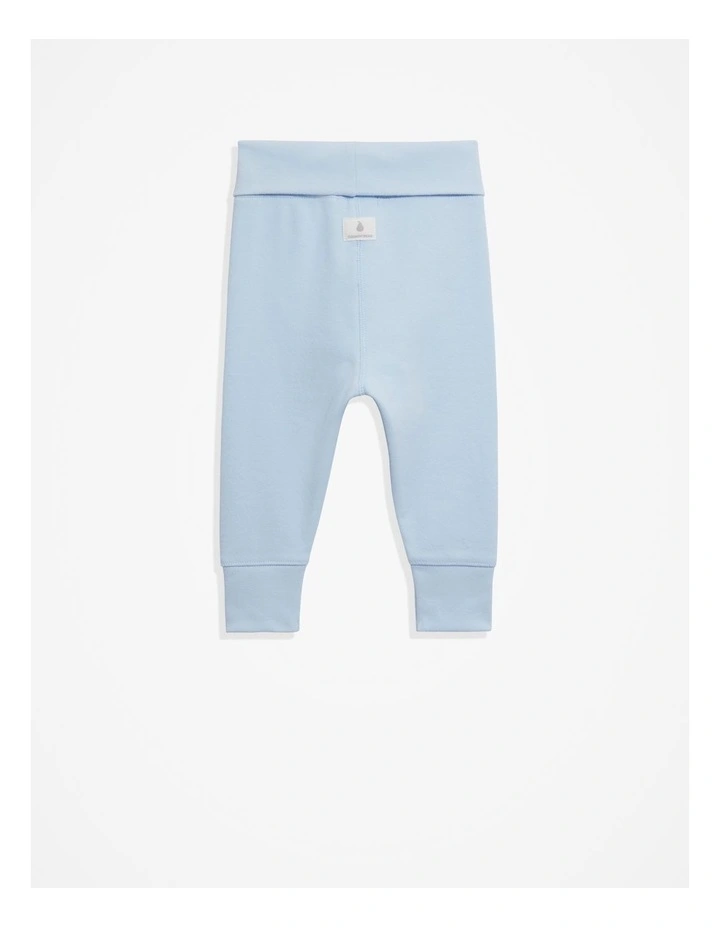 Organically Grown Cotton Fold-Over Soft Pant in Pale Blue image 3