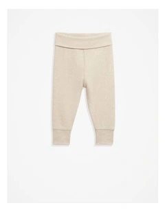 Organically Grown Cotton Fold-over Soft Pant in Oatmeal Marle