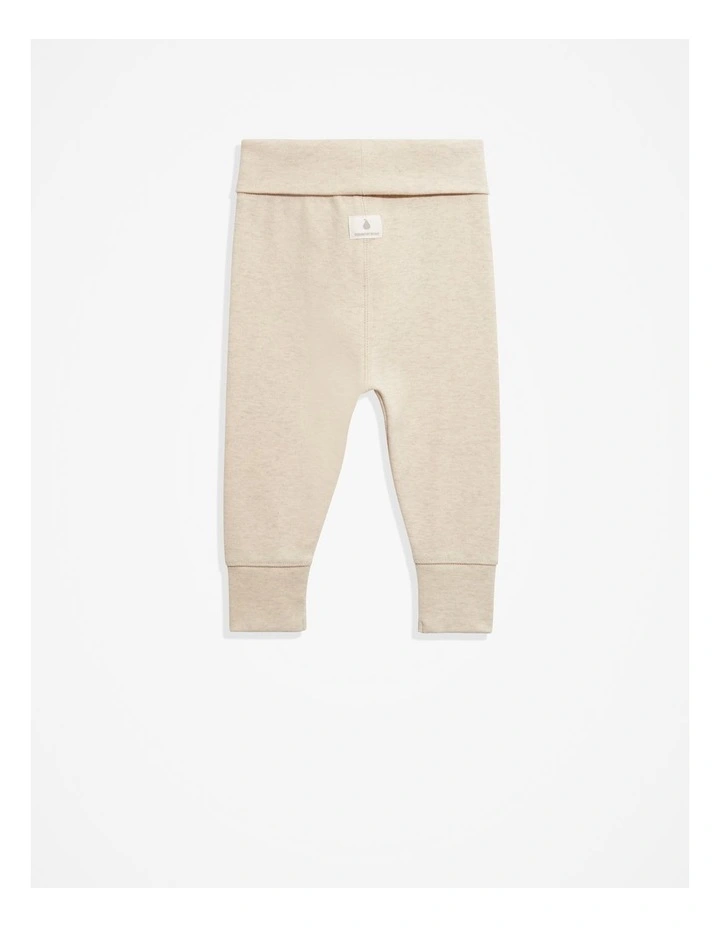Organically Grown Cotton Fold-over Soft Pant in Oatmeal Marle image 3