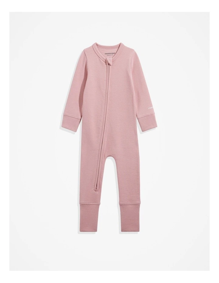 Organically Grown Cotton Rib Jumpsuit in Ash Pink image 1