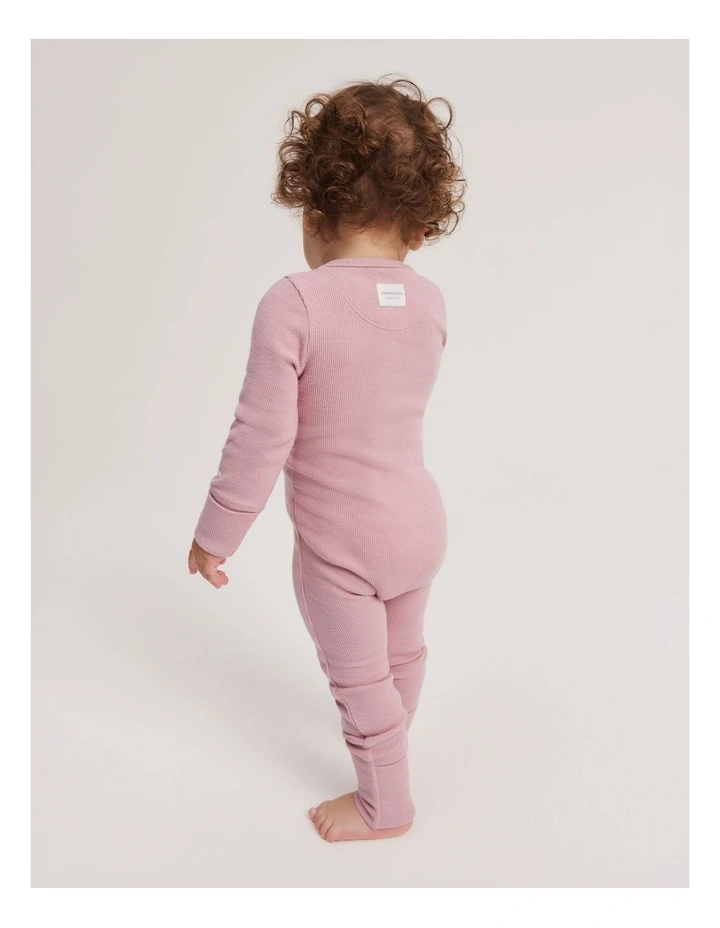 Organically Grown Cotton Rib Jumpsuit in Ash Pink image 3